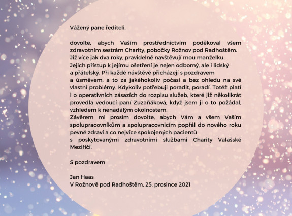 Poděkování pro naše pracovníky