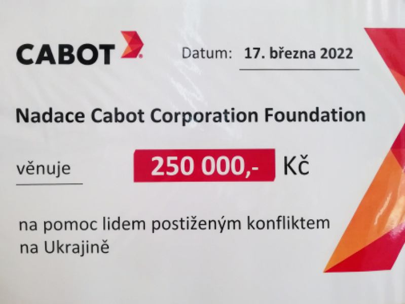 Nadace Cabot Corporation Foundation věnovala 250 000,- Kč