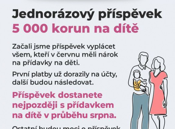 Jednorázový příspěvek 5000 Kč na dítě