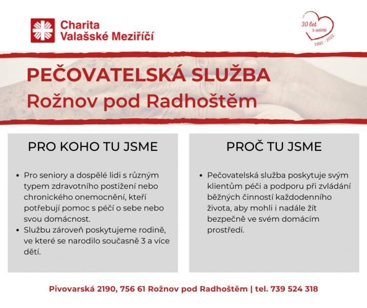 Pečovatelsk&aacute; služba Rožnov pod Radho&scaron;těm