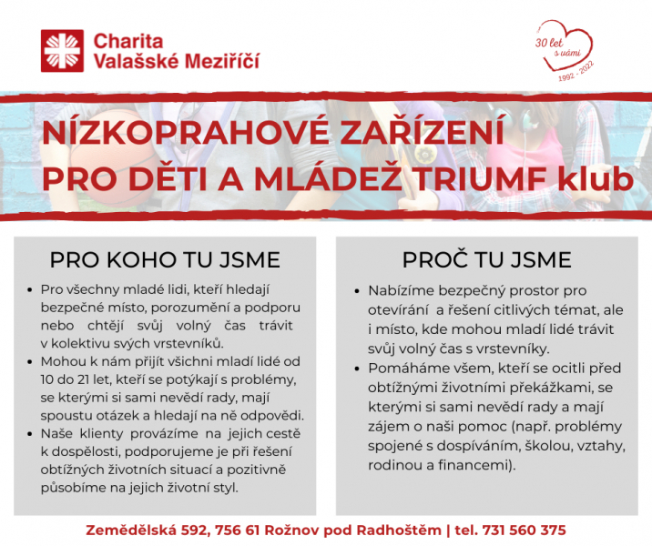 N&iacute;zkoprahov&eacute; zař&iacute;zen&iacute; pro děti a ml&aacute;dež TRIUMF klub