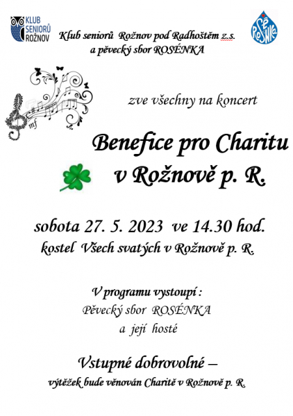 Zveme v&aacute;s na benefičn&iacute; koncert Ros&eacute;nky