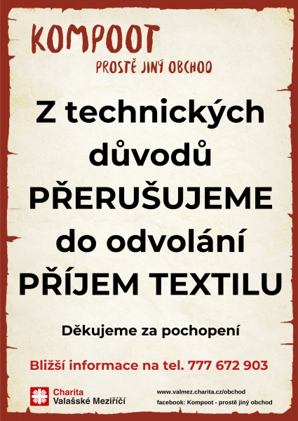 Přeru&scaron;en&iacute; př&iacute;jmu textilu v Kompootu